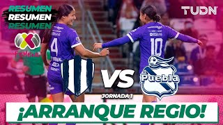 Highlights  Rayadas vs Puebla  Liga Mx Femenil  CL2024 J1  TUDN [upl. by Sergias]