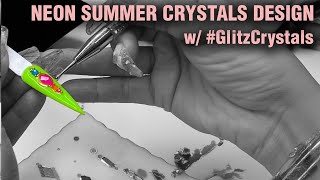 Neon Summer Simple Crystals Nail Art Tutorial  How to Quick Easy [upl. by Archie]