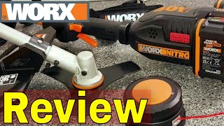 WORX WG186E Grass Trimmer With Brush Cutter Blade Review amp Demo [upl. by Aihsot]