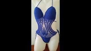 Traje de baño trikini a crochet  crochet pineapple monokini parte 2 [upl. by Wilkinson125]