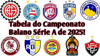 Saiu a tabela do campeonato baiano A de 2025 [upl. by Elatnahs619]