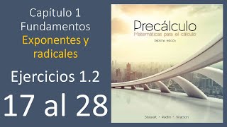 Precalculo Stewart 7 edicion ejercicio 12 17 al 28  Exponentes y radicales [upl. by Danete]