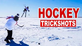 Hockey Trick Shots with How To Hockey  SweetSpotSquad [upl. by Aihceyt]