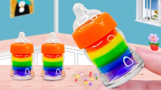 Mukbang Jelly  How To Make Big or Miniature Bottle Candy Drink  Rainbow Milk Bottles Jelly [upl. by Ohnuj]