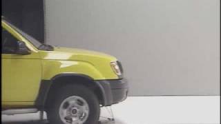 Crash Test 2001 Nissan Xterra  5 MPH Front into angled Barrier IIHS [upl. by Leta]