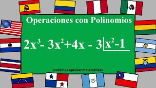 SUMA RESTA MULTIPLICACIÓN Y DIVISIÓN DE POLINOMIOS [upl. by Luhe]