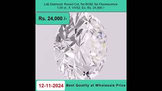 LabGrown Diamond Round Cut 154 ct F Color VVS2 Clarity No BGM Rs 24000   917678337365 [upl. by Asaph]