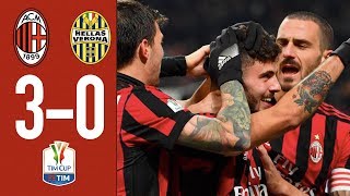 Highlights AC Milan 30 Hellas Verona  TIM Cup Round of 16  201718 [upl. by Anirroc]