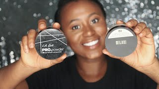 ComparisonReviewDemo LA Girl Pro Setting Powder Banana VS Milani Translucent Banana Powder [upl. by Orton410]