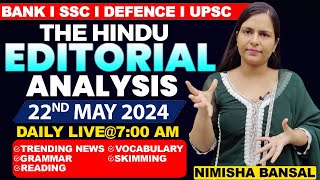 Editorial Analysis  22nd May 2024  Vocab Grammar Reading Skimming  Nimisha Bansal [upl. by Danaher]