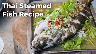 Thai Steamed Fish With Lime and Garlic Recipe ปลากะพงนึ่งมะนาว [upl. by Ayenet362]