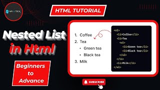 Nested list in html  How to Create Nested Lists in HTML Ordered amp Unordered  html tutorial [upl. by Melac]