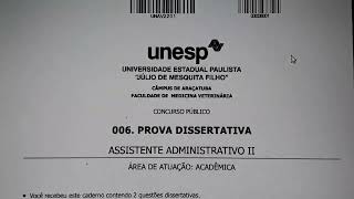 PROVA DISSERTATIVA  Concurso Público Unesp DICAS e como resolver  BANCA VUNESP 🙏like [upl. by Lenzi]