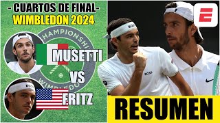 Lorenzo Musetti vs Taylor Fritz  HIGHLIGHTS  RESUMEN  Cuartos de Final  Wimbledon 2024 [upl. by Solange]