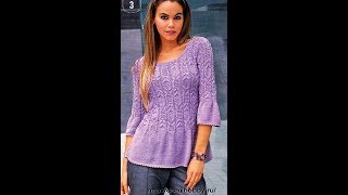 Связать Спицами Модный Женский Пуловер  МОДЕЛИ  2019  Knit with a Trendy Womens Pullover [upl. by Navek]