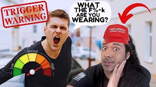 Liberal man has MELTDOWN over a MAGA hat [upl. by Ellenej]