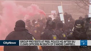 Group protests in front of Peel police station in Mississauga [upl. by Leorsiy428]