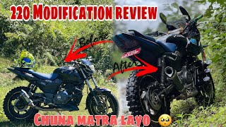 MODIFIED 220 F PULSAR REVIEW😝 LASTI CHUNA LAYO BIKE LAY🥹HAKKU [upl. by Garratt975]