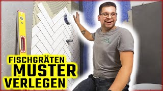 FISCHGRÄTEN MUSTER VERLEGEN  Wandfliesen in Fischgrätmuster  Home Build Solution [upl. by Davilman920]