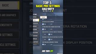 5 BASIC SETTINGS Will Make You Pro In COD MOBILE BR shorts trending codm [upl. by Sheply]