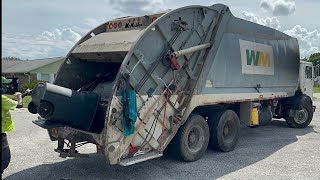 Efficient WM Ex Stateline Disposal Mack MRU McNeilus Rear Loader Garbage Truck [upl. by Lladnarc]