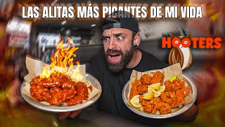 COMIENDO las ALITAS MÁS PICANTES de TODA MI VIDA en HOOTERS casi no lo cuento [upl. by Ashti]