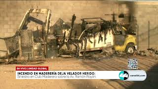 Incendio en maderería deja velador herido [upl. by Nwahsyd]