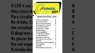 Gabarito Extra Oficial Física ENEM 2024 youtubeshorts [upl. by Batish888]