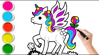 Unicorn Drawing Painting and Coloring For Kids Toddlers  Unicorn Drawing [upl. by Sherwin806]