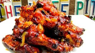 Orange Marmalade Sriracha Wings  Grilled Chicken Wing Recipe [upl. by Ernaldus]