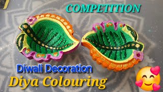 Diya Colouring For Competition  Diwali Decoration Ideas Beautiful Diwali Diya Colouring  DIY [upl. by Eednahs399]