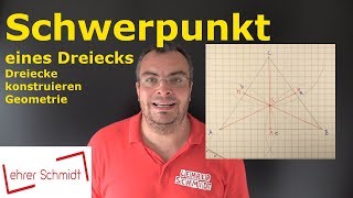 Schwerpunkt eines Dreiecks konstruieren Seitenhalbierende  Geometrie  Mathematik  Lehrerschmidt [upl. by Nonnahc441]