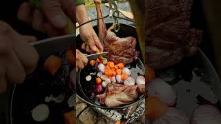 Whole Deer Leg Grilled in the Wildoutdoorcooking cooking asmr food chef deer [upl. by Tarrah478]