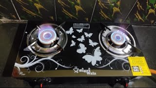 SigriWala Gas Stove Review2 burner Glass Mannual Gas Stove Unboxing gas stove  2023 [upl. by Enylhsa]