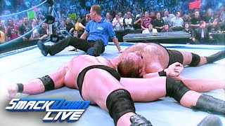 Brock Lesnar and Big Show make the SmackDown ring collapse SmackDown LIVE Nov 15 2016 [upl. by Lavelle]