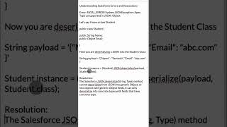 SystemJSONException Apex Type not supported in JSON object salesforce apex crm exceptions [upl. by Vanessa]