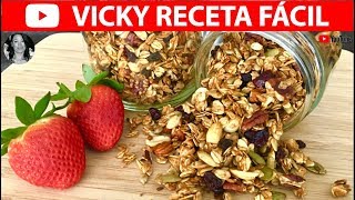 GRANOLA CASERA EN ESTUFA SIN HORNO  VickyRecetaFacil [upl. by Naneek]