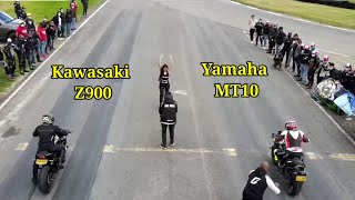 Kawasaki Z900 Vs Yamaha MT10 Drag Race 🏁 [upl. by Shannen]