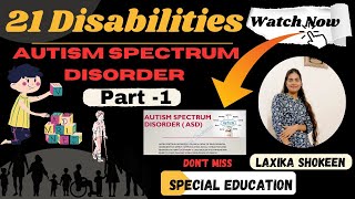 Autism Spectrum Disorder ASD  21 Types Of Disabilities According To RPwD Act Laxika Shokeen [upl. by Nomyar]