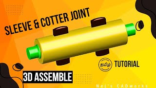 Sleeve amp Cotter Joint Tamil Tutorial  Autocad 3D  ‎NEJCADworks [upl. by Cob]