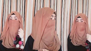 One minute Niqab tutorial  Instant Hijab Tutorial  Full Coverage Niqab style [upl. by Nileuqaj]