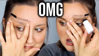 FASTEST BROWS EVER EYEBROW STENCIL STAMP  TESTING quotMADLUVV BROWSquot [upl. by Tlihcox]