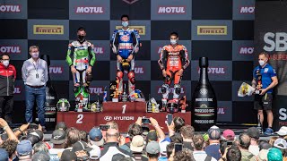 WSBK PODIUM after Race 2 San Juan Argentina [upl. by Ahsienom849]