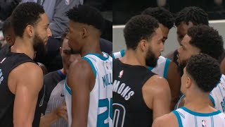 Ben Simmons dunks it then gets into it with Brandon Miller and the Hornets [upl. by Ilysa]