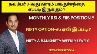 நவம்பர் 3வது வாரம் பங்குச்சந்தை எப்படி இருக்கும்  Nifty amp Banknifty weekly levels  Monthly RSI [upl. by Horgan]