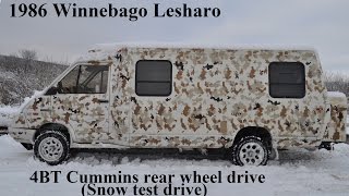 1986 Winnebago Lesharo 4BT Snow Test Drive [upl. by Lorianna]