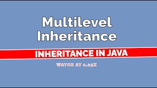 Multilevel Inheritance in Java [upl. by Ahsiekel]