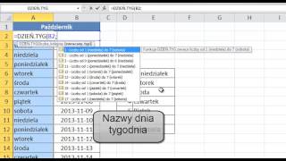 Excel  Nazwy dni tygodnia dopasowane do daty  porada 79 [upl. by Hathcock]