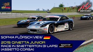 2015 Ginetta Junior  Race in Snetterton  300 3 laps  Sophia Flörsch view Assetto Corsa [upl. by Nob]