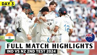 India vs New Zealand 2nd Test DAY 3 Full Match Highlights  IND vs NZ 2nd Test DAY 3 Full Highlights [upl. by Boylan]